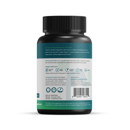 Nutaira Magnesium Glycinate 240mg with Active B6 (P5P) — 120 Vegan Capsules | High Absorption, Chelated, Gentle on Stomach